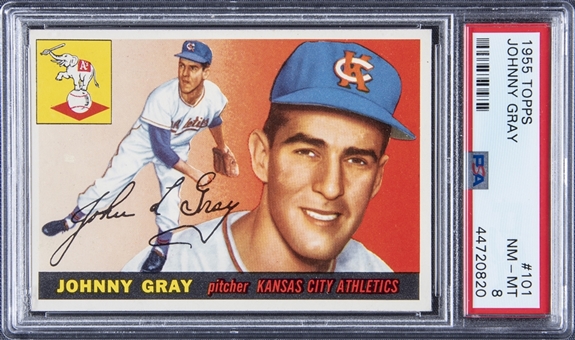 1955 Topps #101 Johnny Gray - PSA NM-MT 8